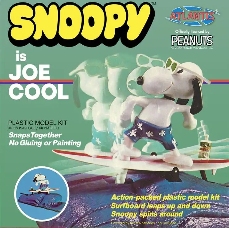 Atlantis Models 7502 Snoopy Joe Cool Surfing 6" Tall, 10.5" Long (formerly Monog