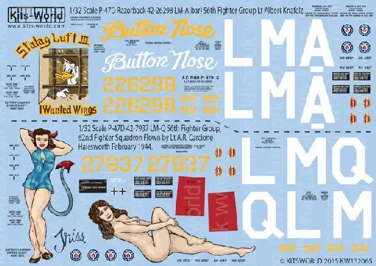 Warbird Decals 132065 1/32 P47D 56thFG Stalag Luft III Button Nose, Triss