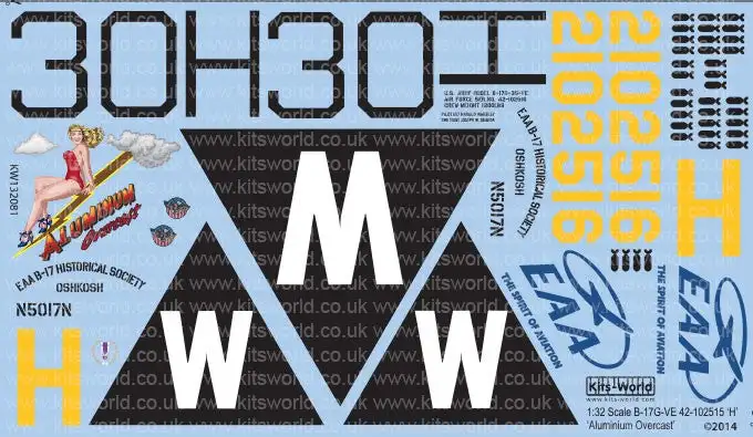 Warbird Decals 132081 1/32 B17G Aluminum Overcast