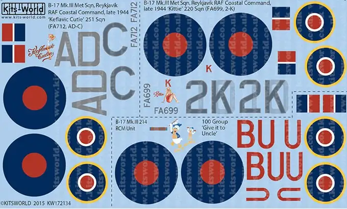 Warbird Decals 172134 1/72 B17 Mk III Kittie, Keflavic Cutie, Give it to Uncle