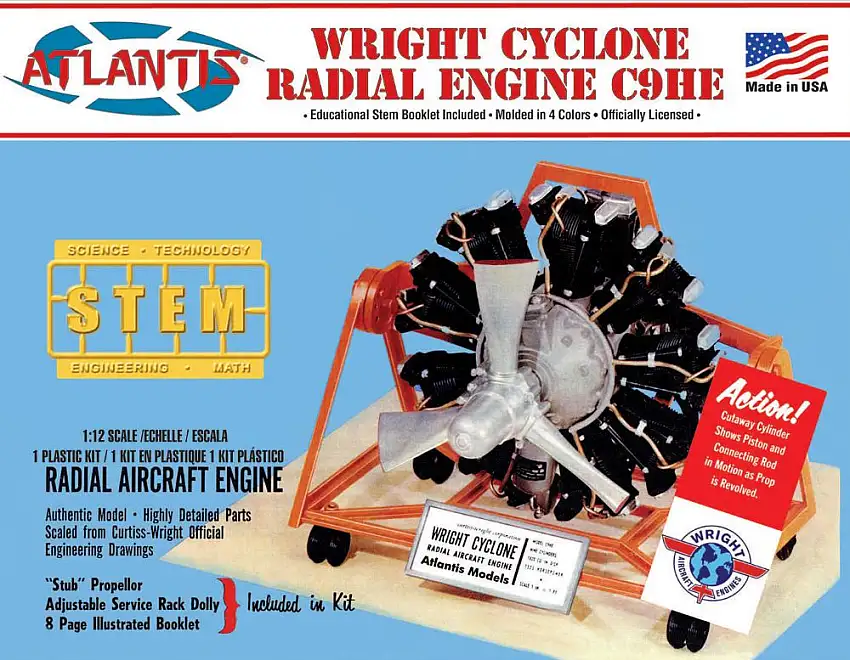 Atlantis Models 6052 1/12 Wright Cyclone C9HE Radial Aircraft Engine STEM Model
