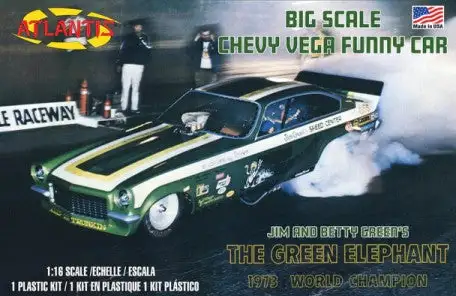 Atlantis Models 1494 1/16 Green Elephant Chevy Vega Funny Car (formerly Revell)