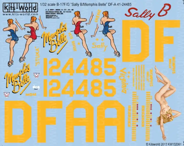 Warbird Decals 132061 1/32 B17F/G Sally-B, Memphis Belle