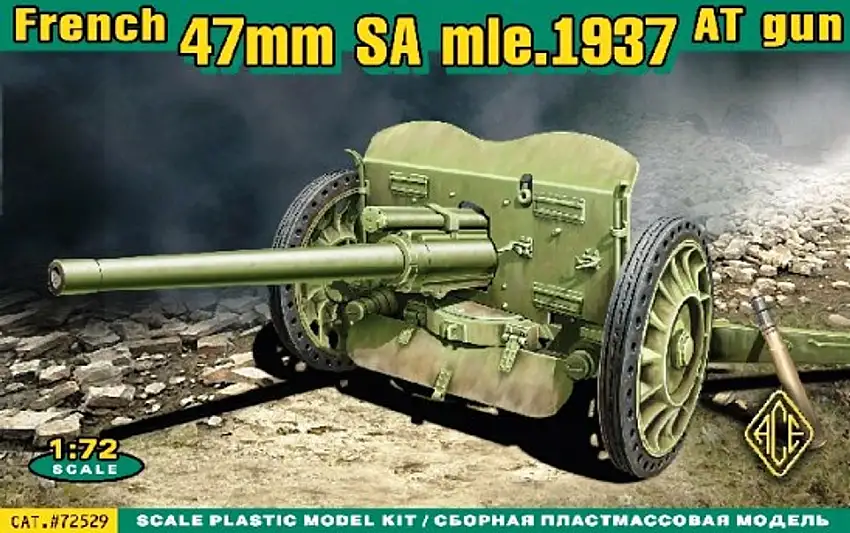 French 47mm SA Mod 1937 Anti-Tank Gun 1/72 Ace Models