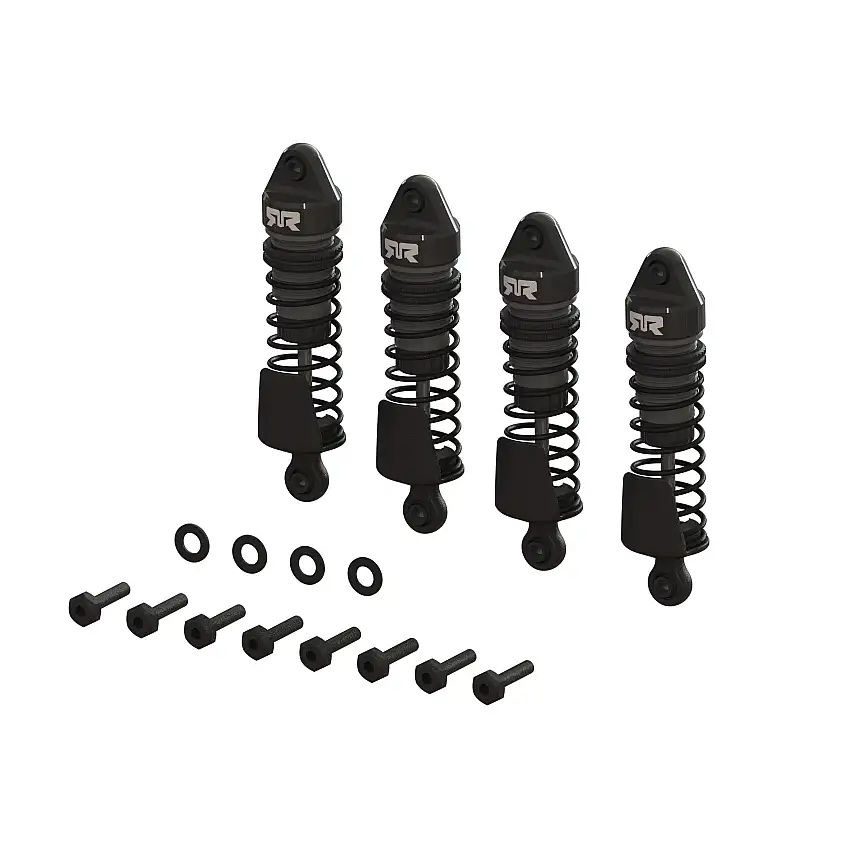 Aluminum Shock Set, 58mm Length, 2000cSt Oil (4), Gunmetal: GROM