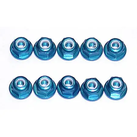 3mm Aluminum Lock Nuts, Blue (10)