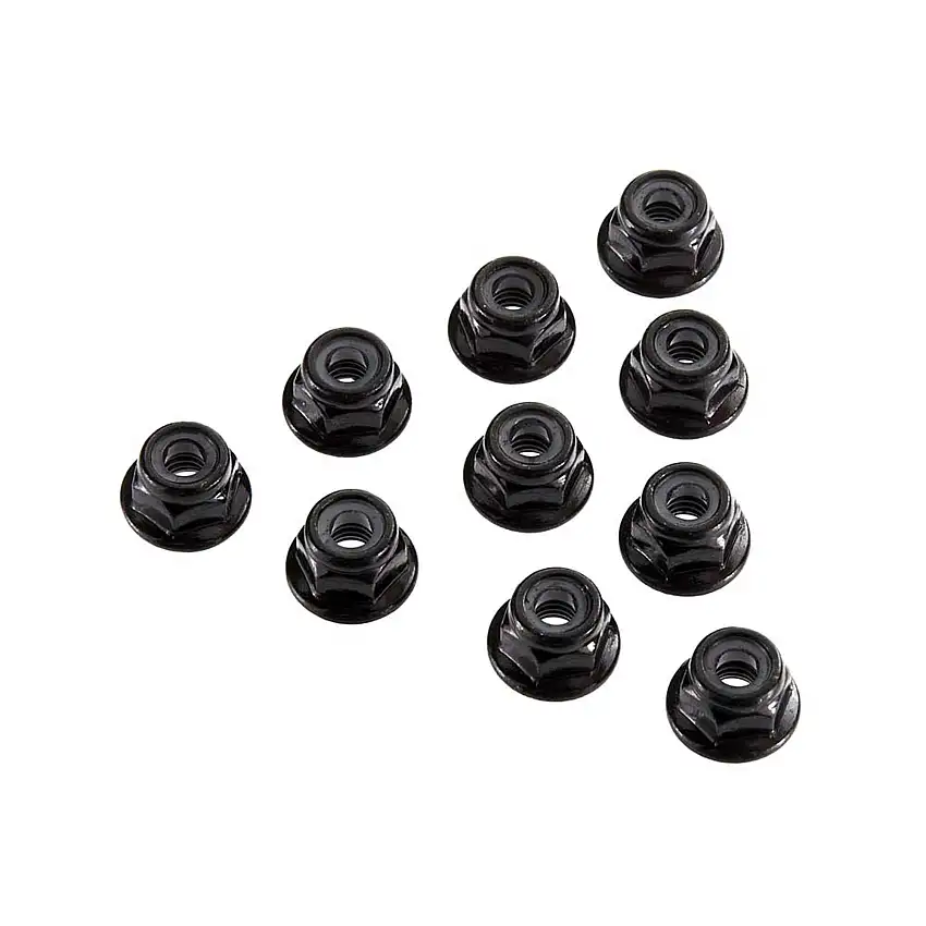 4mm Serrated Nylon Lock Nut, Black (10)