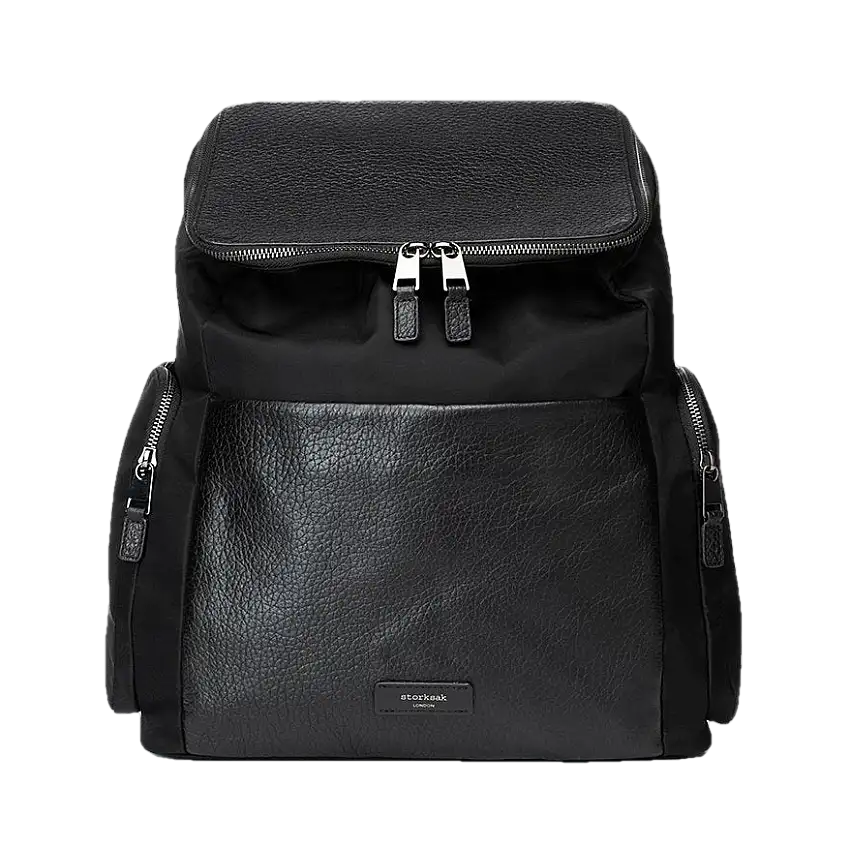 Alyssa Diaper Bag Black & Gunmetal Leather