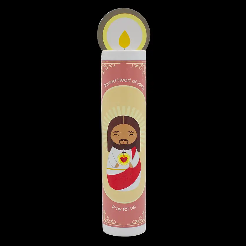 Sacred Heart Of Jesus Wooden Prayer Candle