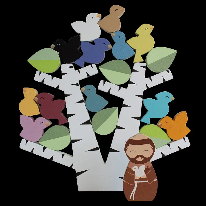 St. Francis Preaches To The Birds Wooden Stacking Toy - No Box
