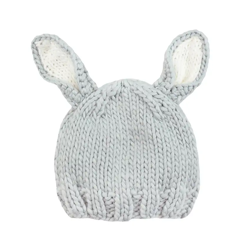Bailey Bunny Hand-knit Hat, Grey With White Ears