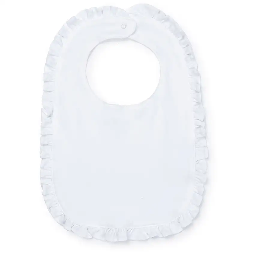 Ruffled Edge Pima Cotton Bib - White