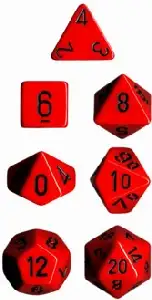 Chessex Dice Set: Opaque Red w/Black (7)