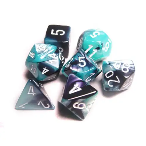 Chessex Dice Set: Gemini Black-Shell w/White (7)