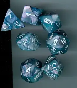 Chessex Dice Set: Lustrous Slate w/White (7)