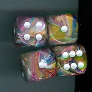 Chessex 16mm d6 Set: Festive Carousel w/White (12)