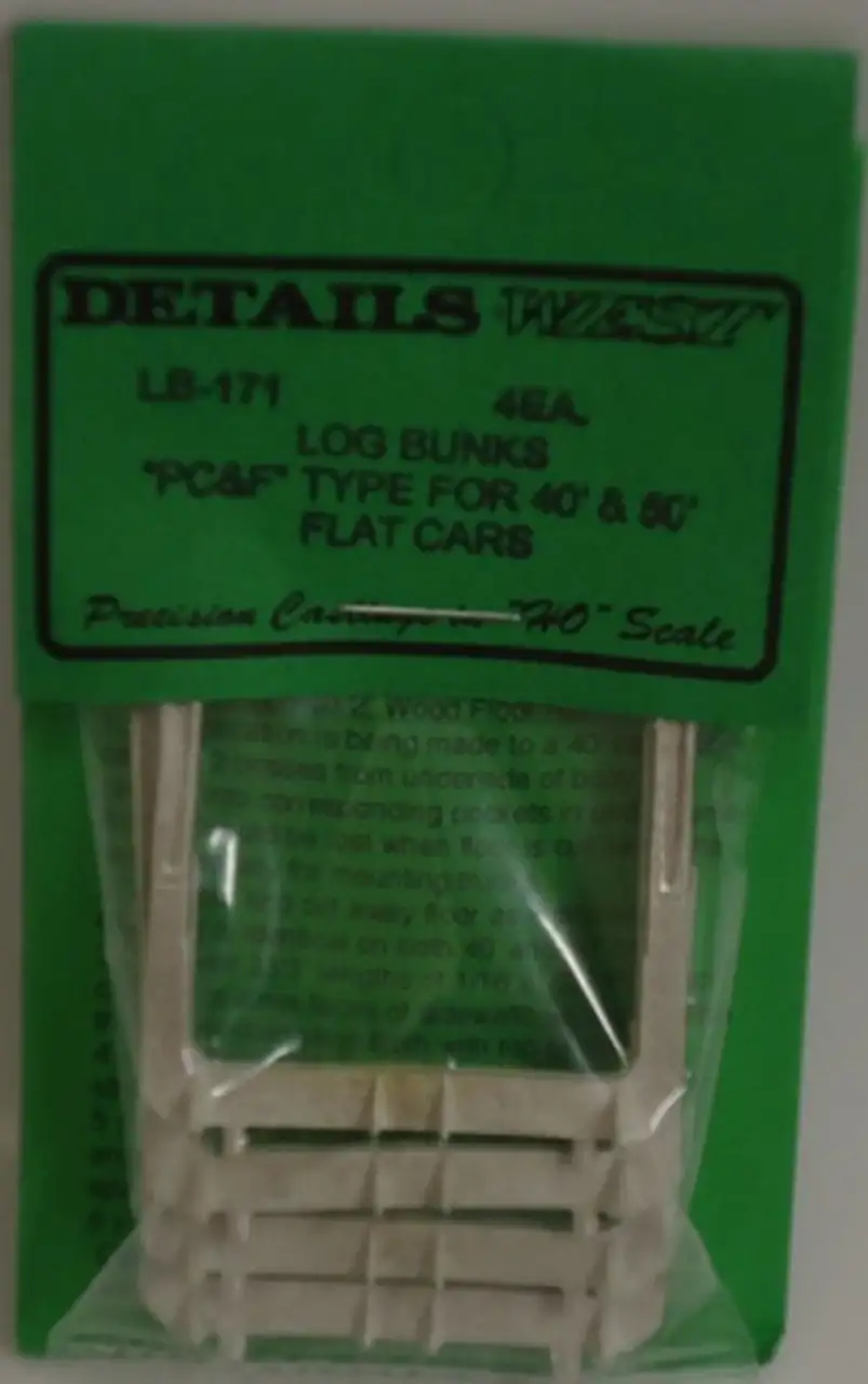 Log Bunks PC&F Type for 40' & 50' Flat Cars (4) HO Details West