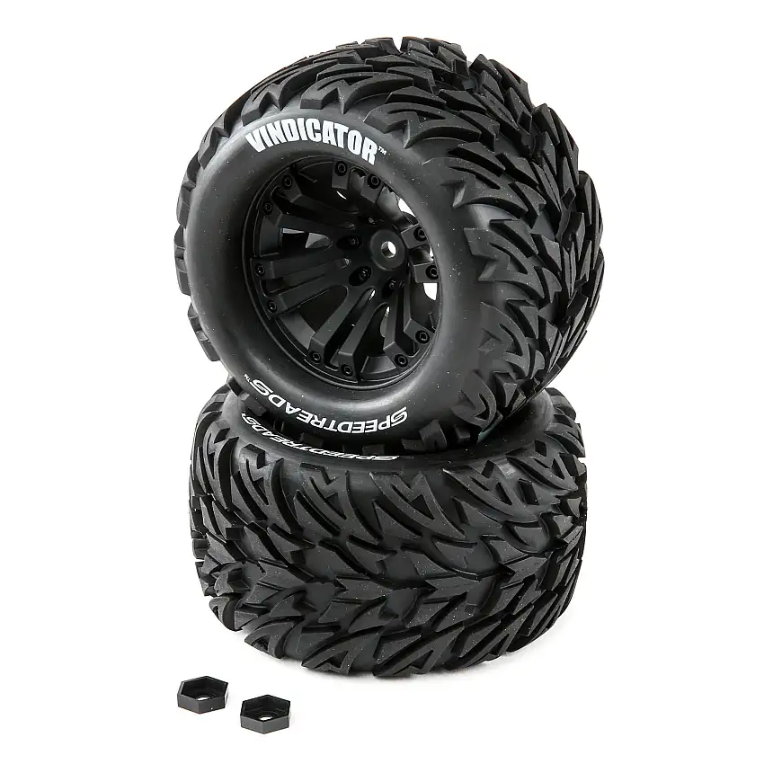 SpeedTreads Vindicator Tires Mounted (2): 1/10 Stadium/Monster Truck