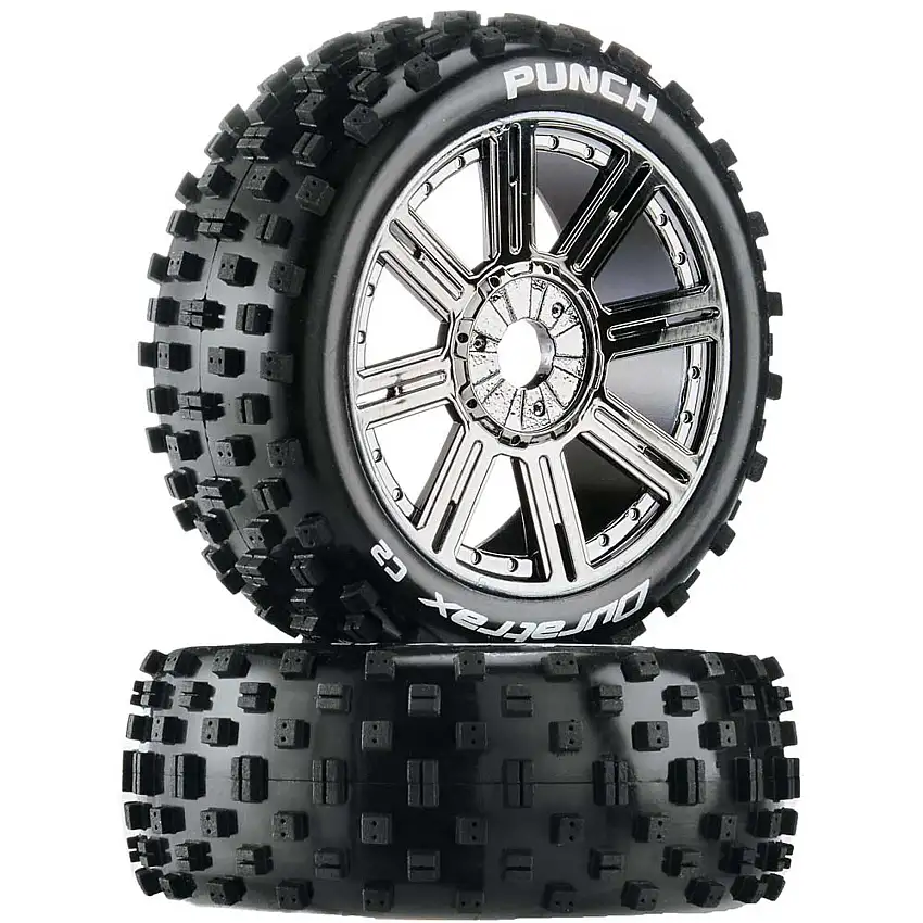 Punch Buggy C2 Mounted Buggy Spoke Tires, Chrome (2)