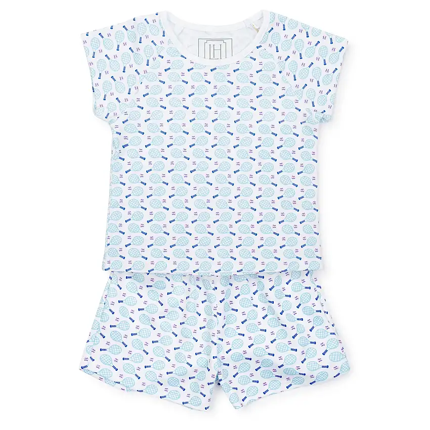Emery Girls' Pima Cotton Short Set - Tennis Match Pink