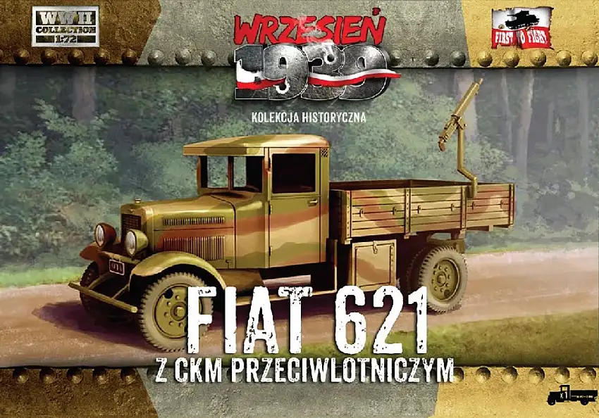 WWII Polish Fiat 621 Truck with AA Machine Gun 1/72 First to Fight Models