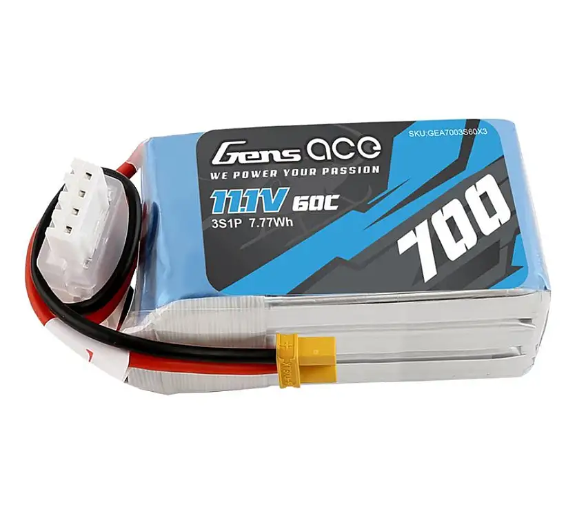 Gens Ace 700mAh 11.1V 60C 3S1P Lipo Battery Pack With XT30
