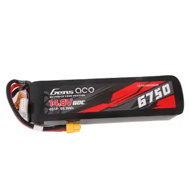 Gens ace 6750mAh 4S 60C 14.8V Lipo Battery 12# XT60 plug