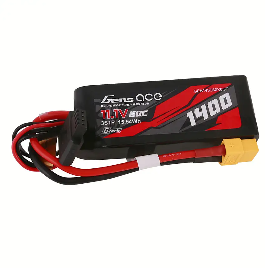 Gens Ace G-Tech 1400mAh 11.1V 60C 3S1P Lipo Battery With XT60 Plug