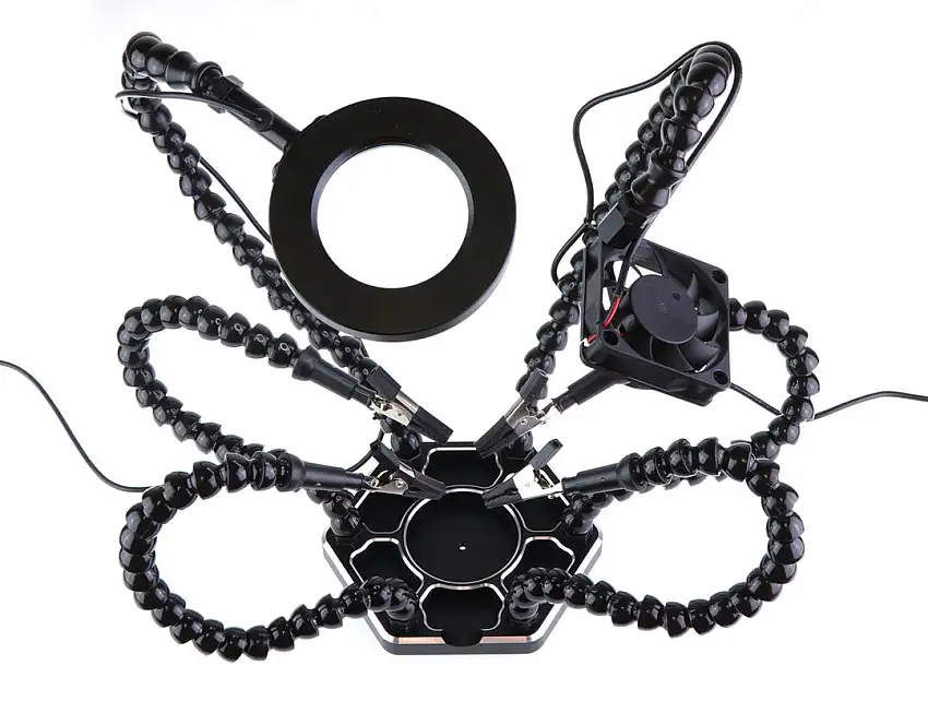 Helping Hands with LED Magnifier Lamp and Fan