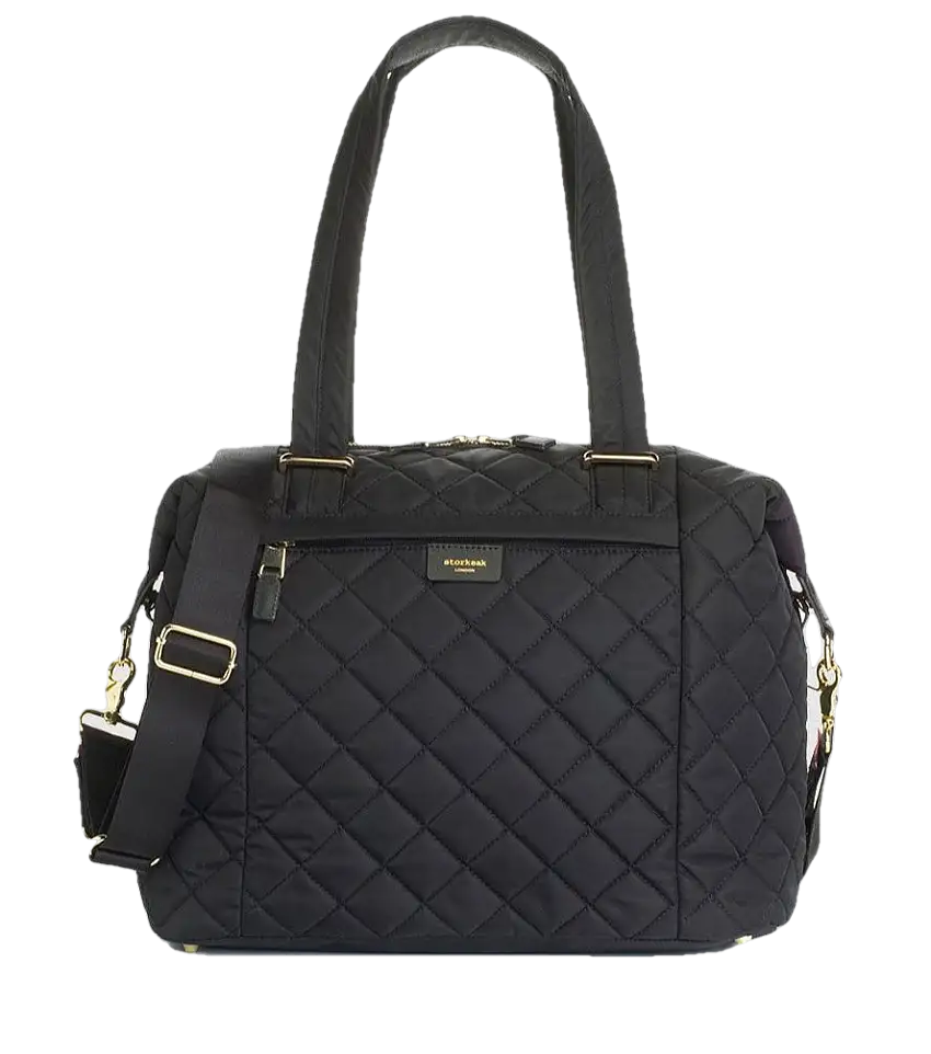Stevie Quilted Black Shoulder Diaper Bag