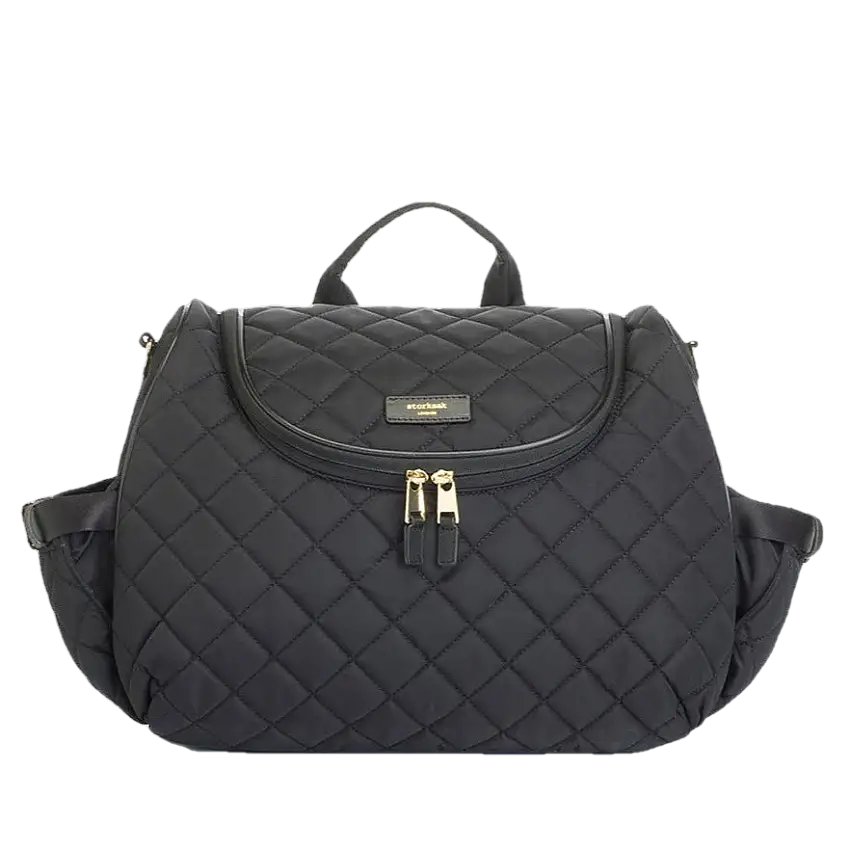 Poppy Quilt Black Shoulder Diaper Bag