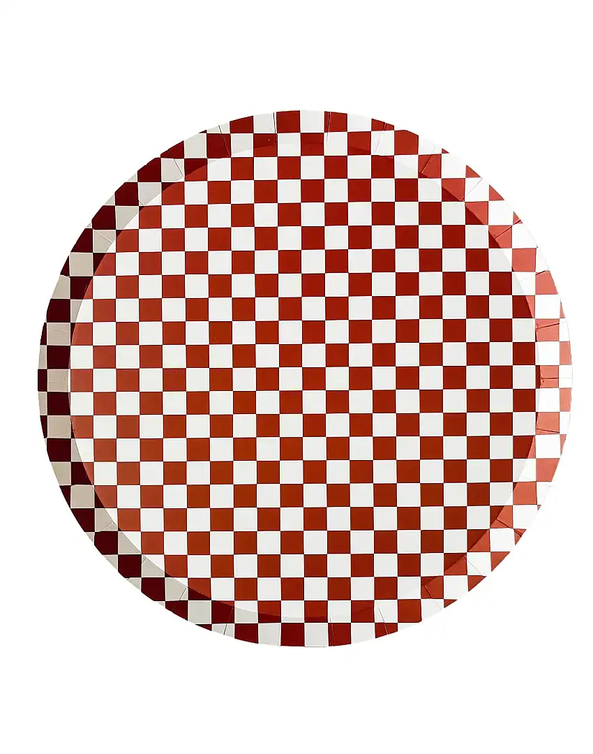 Checkered Red Plate, Xl (set Of 8)