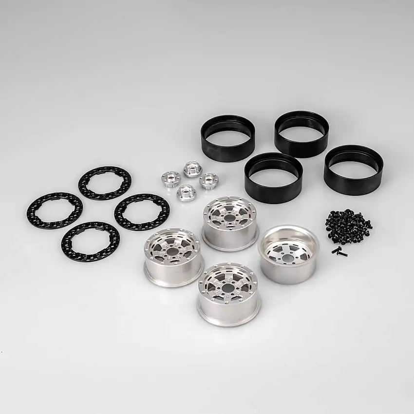 1/10 Jammer 2.2" Beadlock Rock Crawler Wheels, Silver (4)