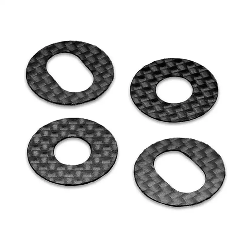 RM2, 1/8th off-road carbon fiber body shell washer w/adhesive back, 4pc.