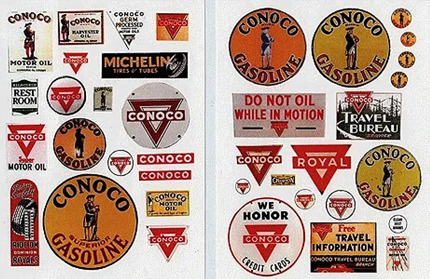 1930-50's Vintage Conoco Gas Station Signs (38) JL Innovative HO