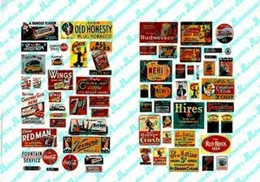 1930-50's Saloon & Tavern Signs #2 Weathered Signs (62) JL Innovative HO