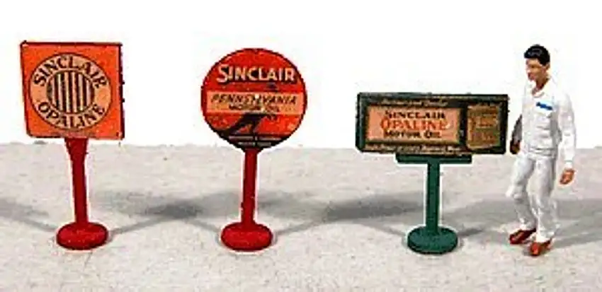 Vintage Sinclair Gas Station Curb Signs (3) JL Innovative HO
