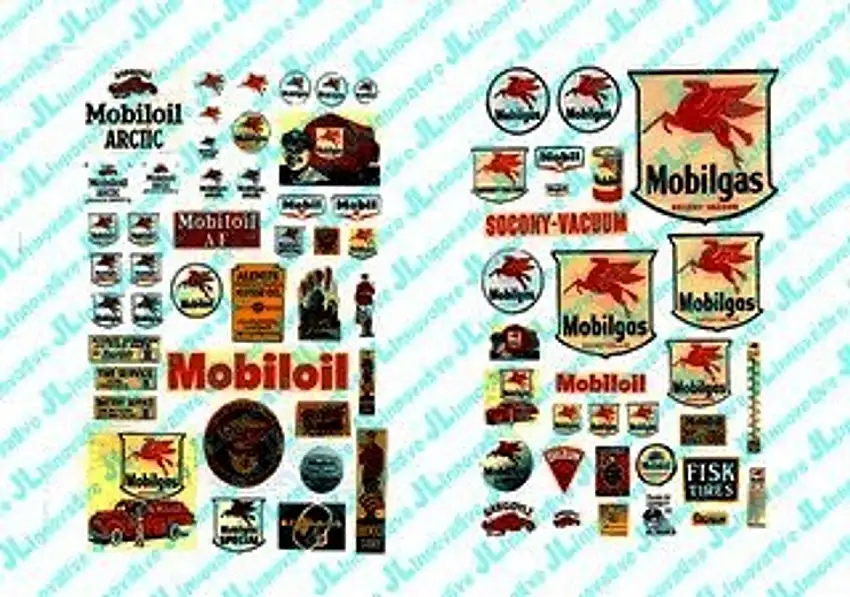 1930-50's Vintage Mobil Gas Station Posters/Signs (74) JL Innovative HO