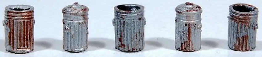 Custom Garbage Cans Painted/Rusted (5) JL Innovative HO