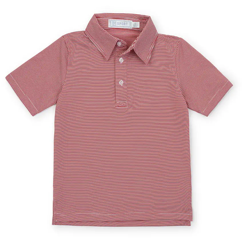 Will Boys' Golf Performance Polo Shirt - Red Stripes