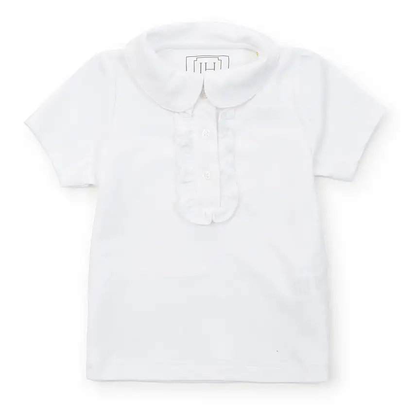 Jane Girls' Pima Cotton Short Sleeve Polo Shirt - White