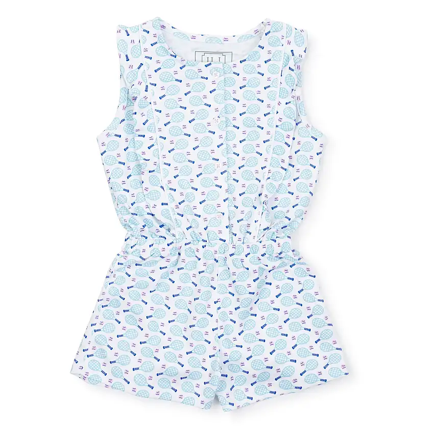 Lola Girls' Pima Cotton Romper - Tennis Match Pink