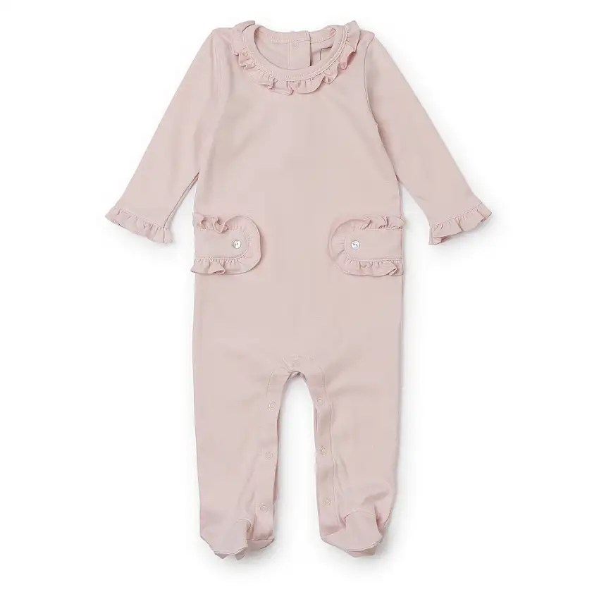 Lucy Pima Cotton Romper For Girls - Light Pink