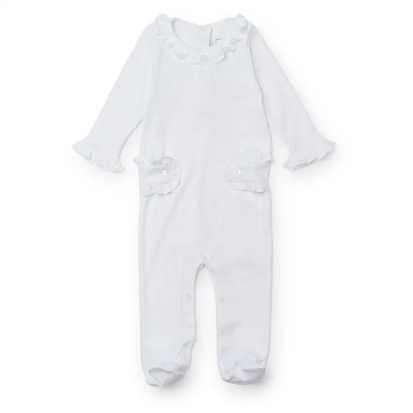 Lucy Pima Cotton Romper For Girls - White