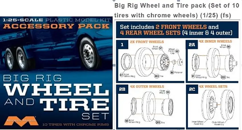 Big Rig Wheel & Tire Set 1/25 Moebius