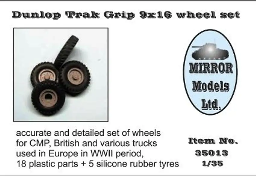 Dunlop Trak Grip 9x16 Wheel/Tire Set for WWII CMP/British Trucks (5) 1/35 Mirror Models