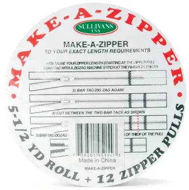 SULLIVANS - Make-A-Zipper Kit 5-1/2yd-White (951-49)