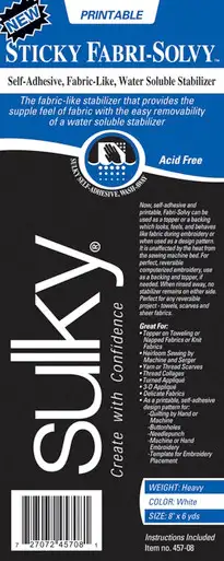 SULKY - Sticky Fabri-Solvy Stabilizer-8"X6yd (457-08)