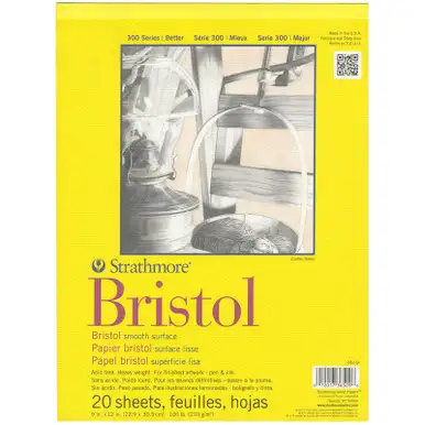 STRATHMORE - Bristol Smooth Paper Pad 9"X12"-20 Sheets (342900)