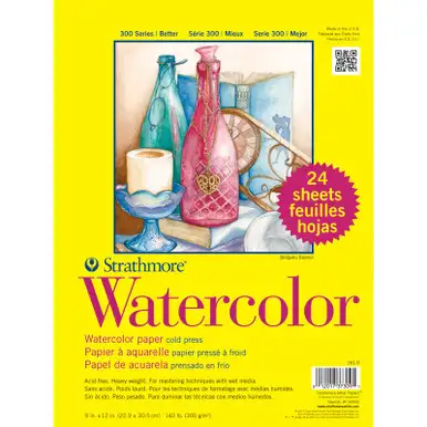 STRATHMORE - Watercolor Paper Pad 9"X12"-24 Sheets (361900)